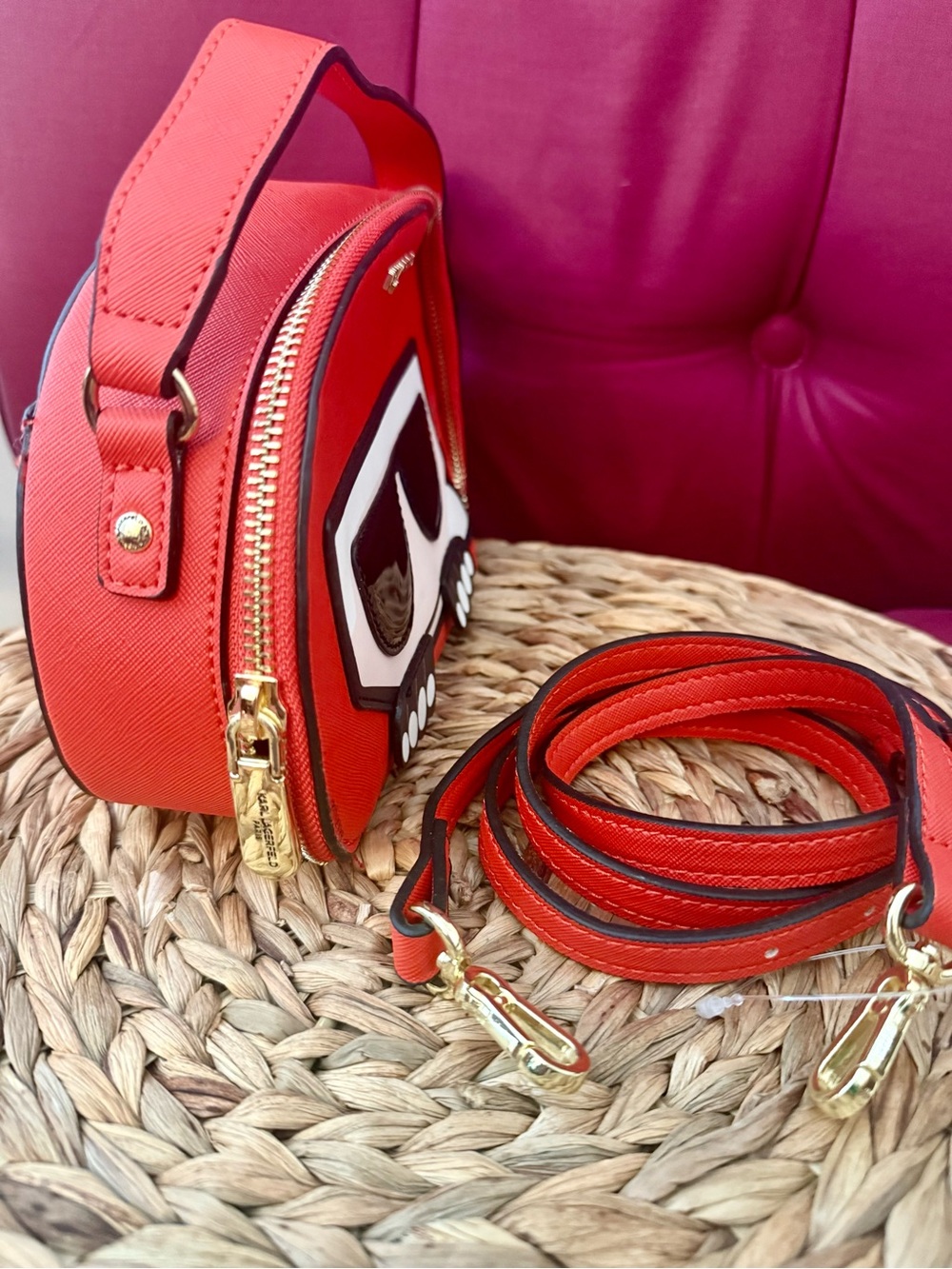 Karl Lagerfeld Paris K/lkonik Red Crossbody Bag with Sunglasses Motif - Picture 4 of 5
